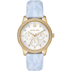 Michael Kors Tibby MK2965 Gold Watch with Light Blue MK Logo Strap