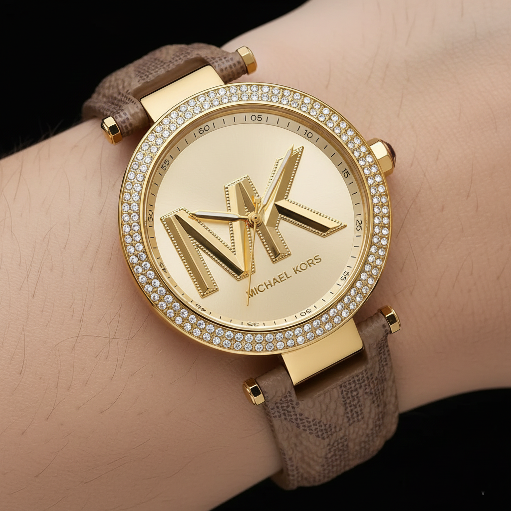 Michael Kors Liliane MK2973 Gold Watch with Yellow MK Logo Strap