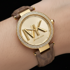 Michael Kors Liliane MK2973 Gold Watch with Yellow MK Logo Strap