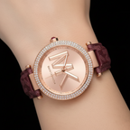 Michael Kors Parker MK2974 Rose Gold Watch with Burgundy Genuine Leather Strap