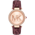 Michael Kors Parker MK2974 Rose Gold Watch with Burgundy Genuine Leather Strap
