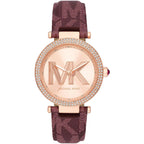 Michael Kors Parker MK2974 Rose Gold Watch with Burgundy Genuine Leather Strap