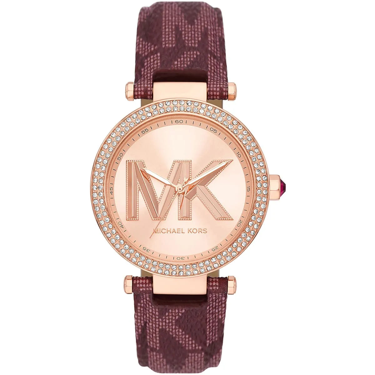 Michael Kors Parker MK2974 Rose Gold Watch with Burgundy Genuine Leather Strap