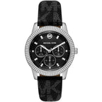 Michael Kors Tibby MK2976 Silver-Tone Watch with Black MK Logo Strap