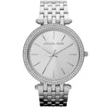 Michael Kors Darci MK3190 Silver-Tone Watch with Crystal Bezel and Silver Dial