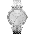 Michael Kors Darci MK3190 Silver-Tone Watch with Crystal Bezel and Silver Dial