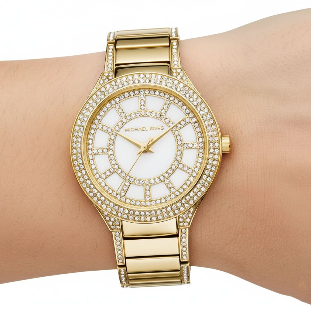 Michael Kors Kerry MK3312 Gold-Tone Full Crystal Glitz Watch