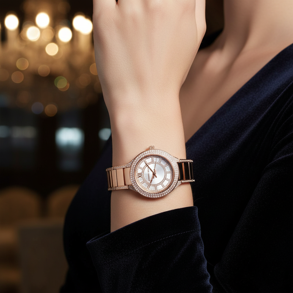 Michael Kors Mini Kerry MK3443 Rose Gold Crystal Glitz Watch - Best Price in Egypt