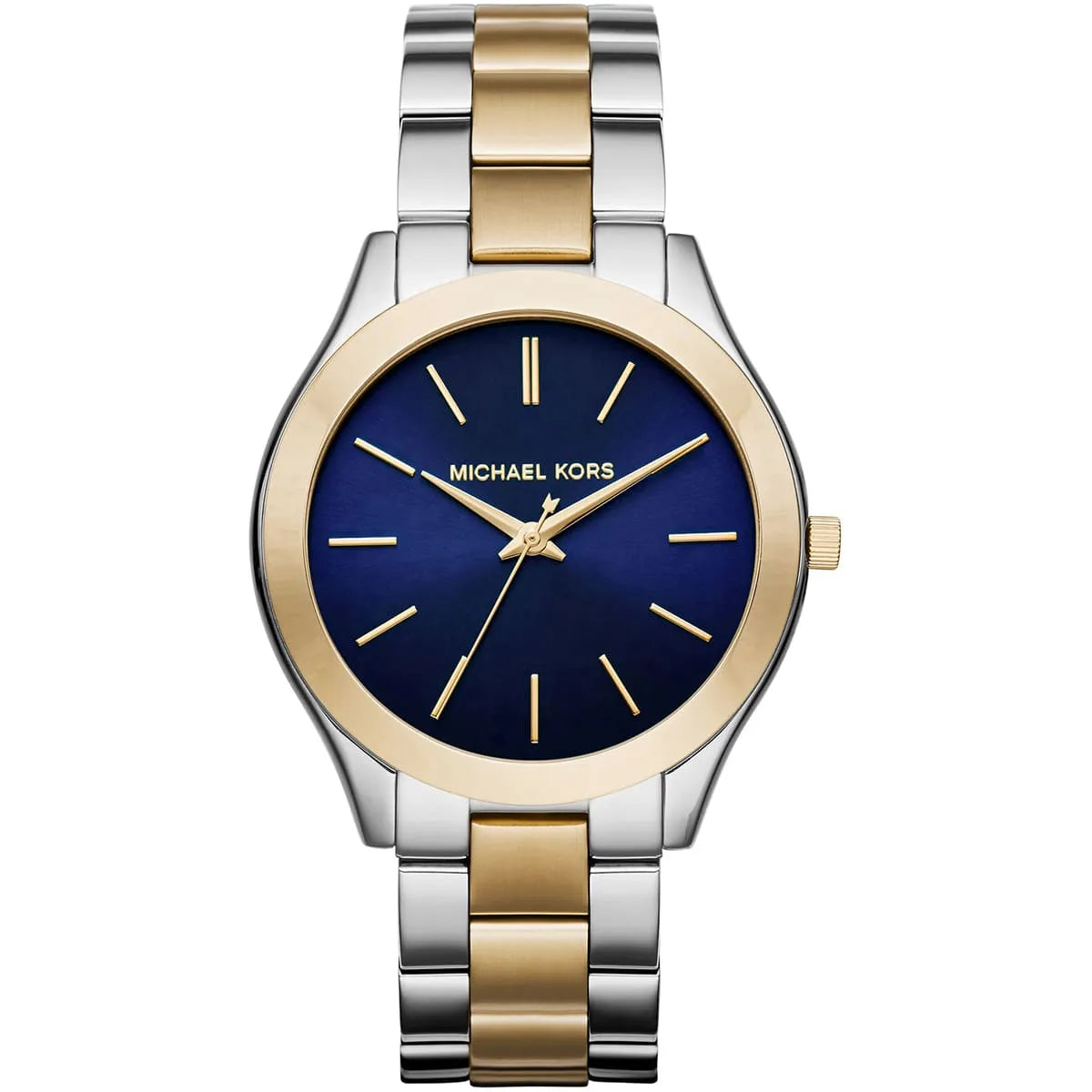 Michael Kors Runway Slim MK3479 Two-Tone Watch with Navy Blue Dial
