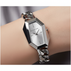Michael Kors Gia MK4879 Silver-Tone Hexagonal Chain Watch