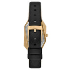 Michael Kors Gia MK4880 Gold-Tone Hexagonal Watch with Black Leather Strap