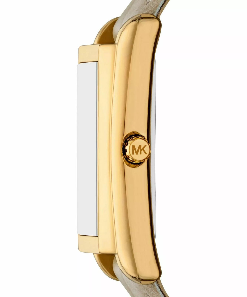 Michael Kors Maren MK4964 Gold-Tone Rectangular Watch with Grey Leather Strap