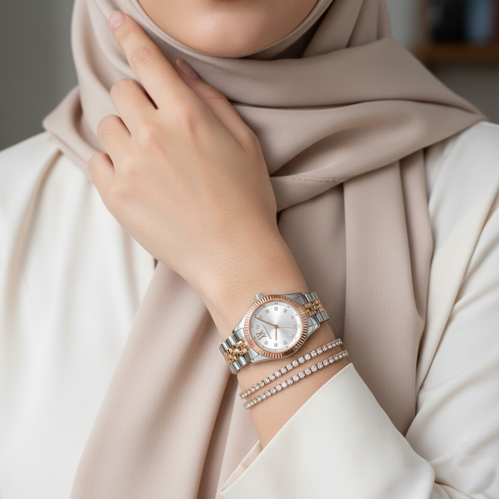 Michael Kors Lexington MK4987 Two-Tone Silver & Rose Gold Crystal Watch