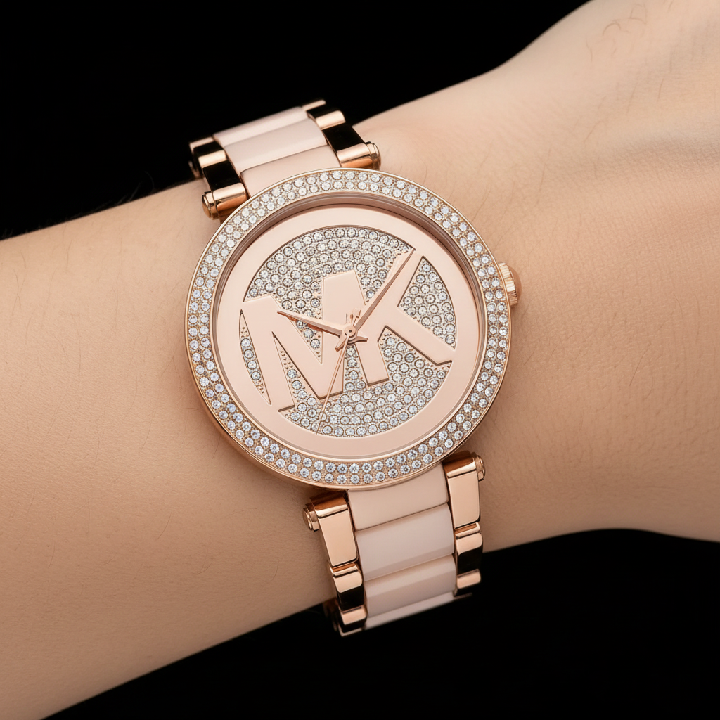 Michael Kors Parker MK6176 Rose Gold Watch with Blush Pink Acetate Links