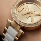 Michael Kors Parker MK6313 Gold-Tone Watch with White Acetate Links