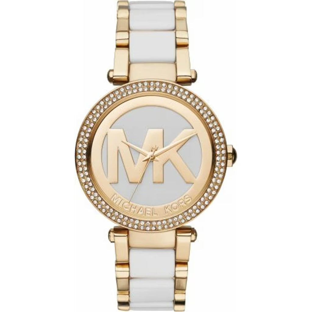Michael Kors Parker MK6313 Gold-Tone Watch with White Acetate Links