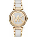 Michael Kors Parker MK6313 Gold-Tone Watch with White Acetate Links