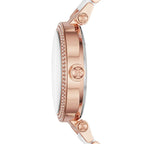 Michael Kors Parker MK6365 Rose Gold & White Acetate Logo Watch