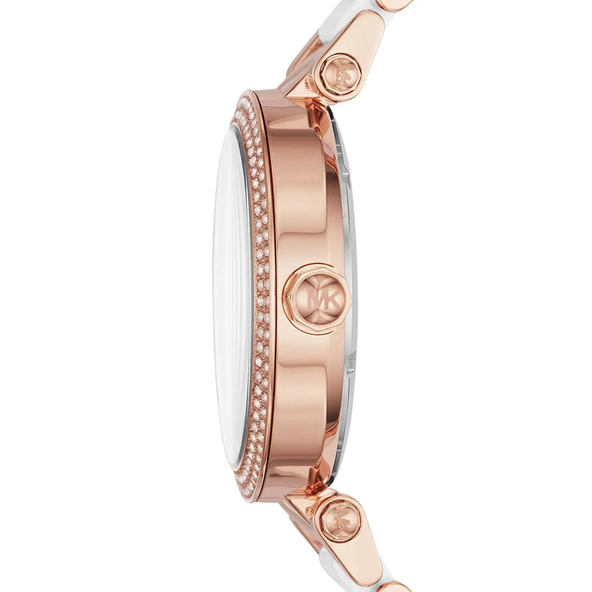 Michael Kors Parker MK6365 Rose Gold & White Acetate Logo Watch