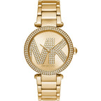 Michael Kors Parker MK6659 Gold-Tone Watch with Crystal Pave MK Logo Dial