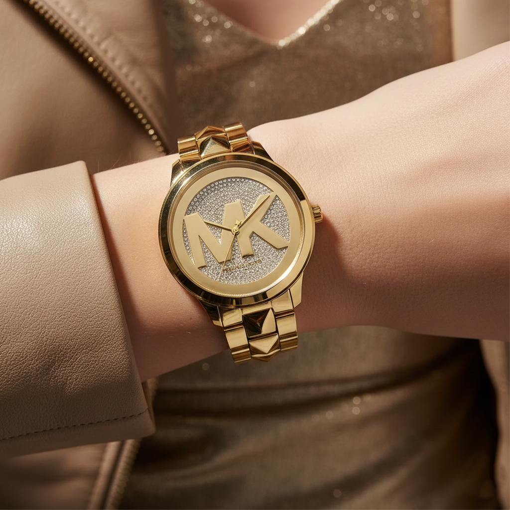 Michael Kors Runway MK6714 Gold Studded Glitz Watch