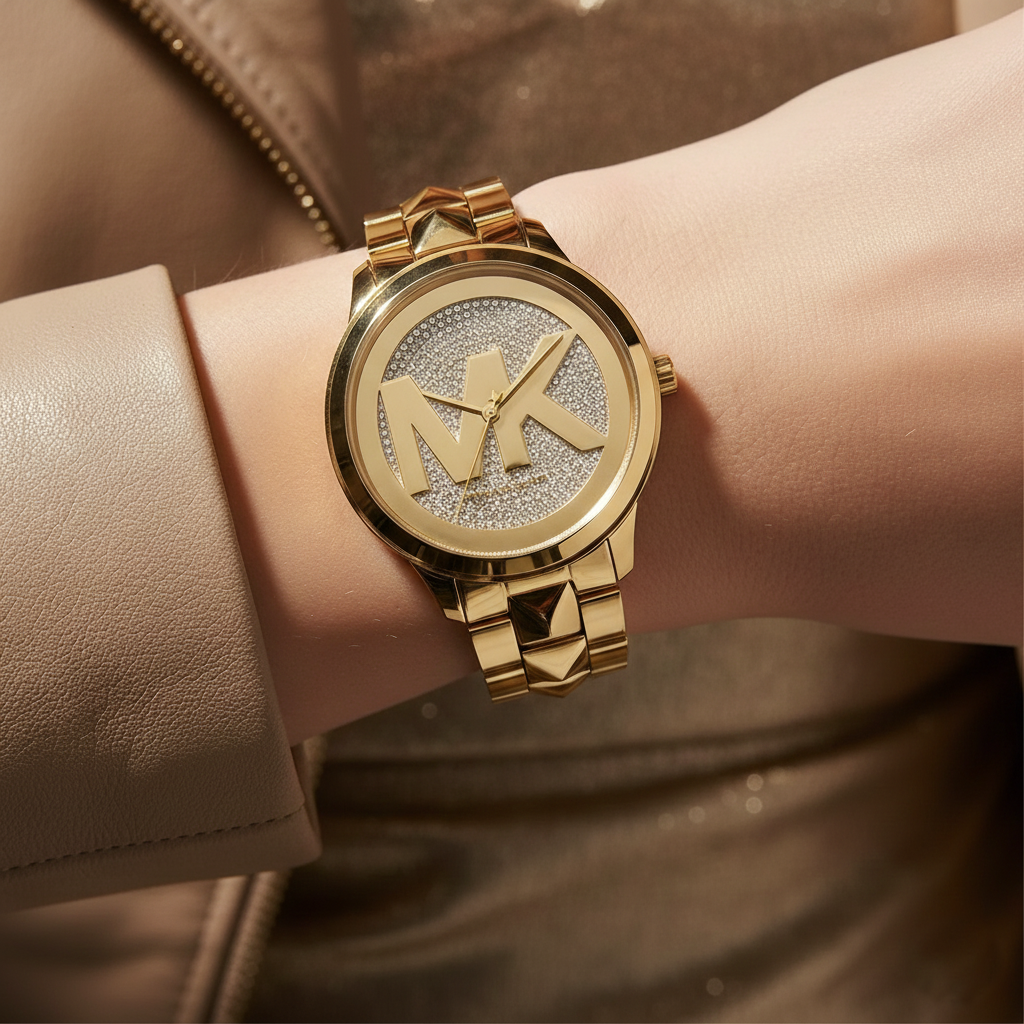 Michael Kors Runway MK6714 Gold Studded Glitz Watch
