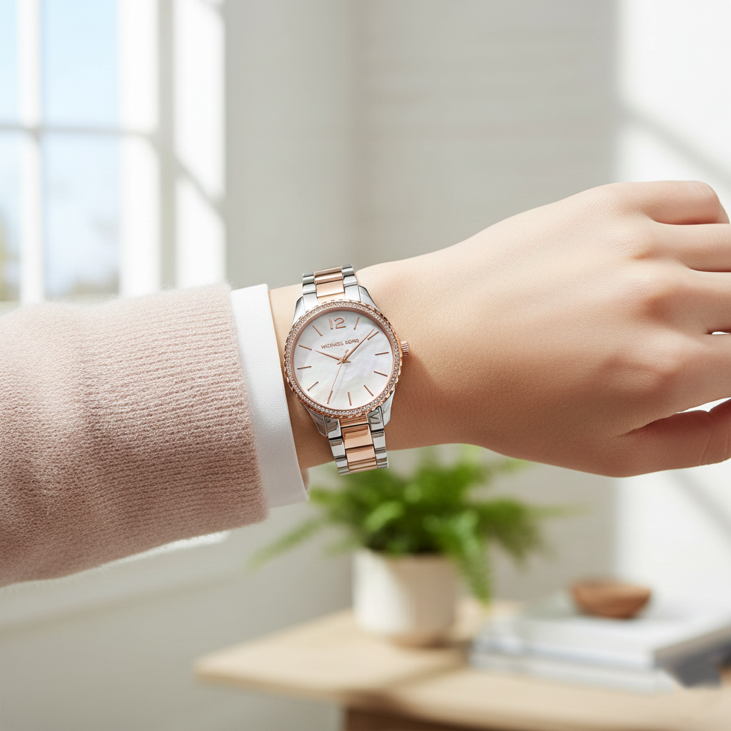 Michael Kors Layton MK6849 Two-Tone MOP Crystal Watch