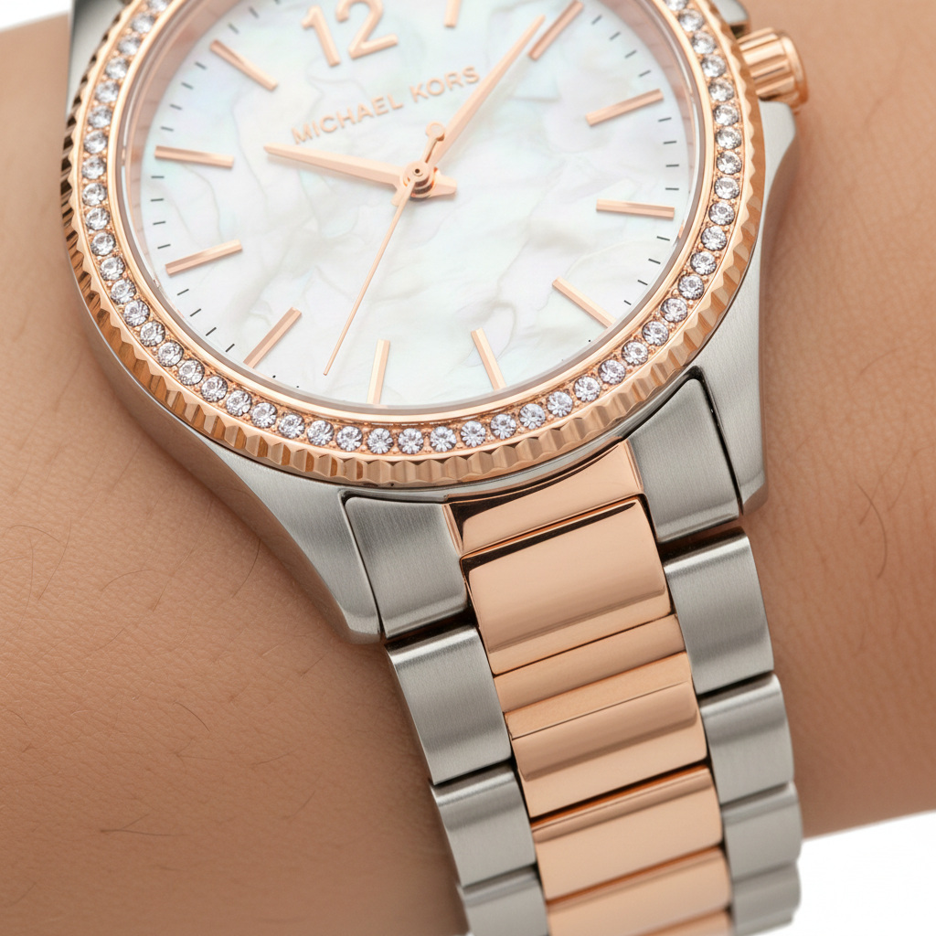 Michael Kors Layton MK6849 Two-Tone MOP Crystal Watch
