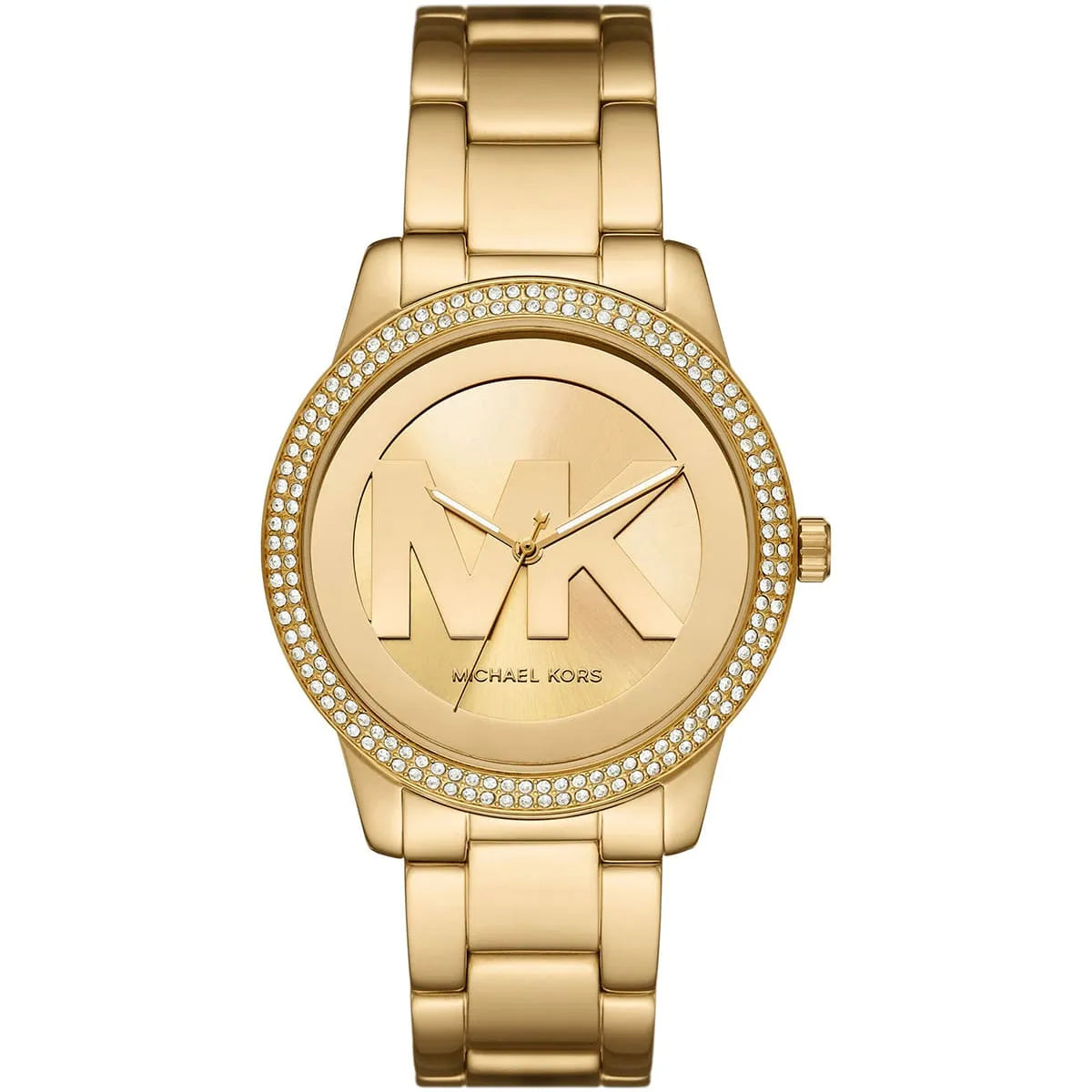 Michael Kors Tibby MK6879 Gold-Tone Watch with Crystal Bezel and MK Logo Dial