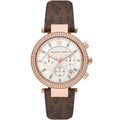 Michael Kors Parker MK6917 Rose Gold Watch with Brown MK Logo Strap