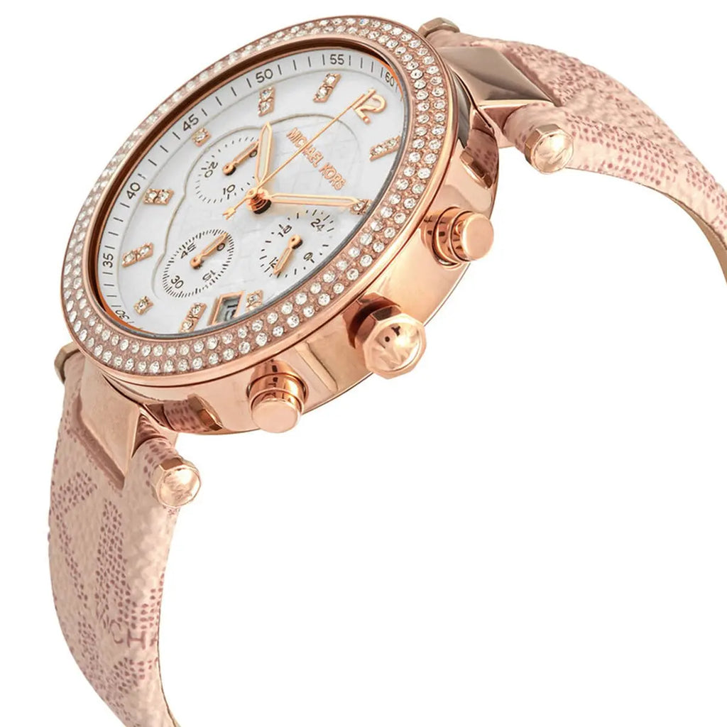 Michael Kors Parker MK6935 Rose Gold & Pink Logo Watch