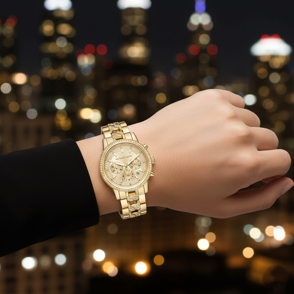 Michael Kors Ritz MK6937 Gold Pavé Chronograph Watch