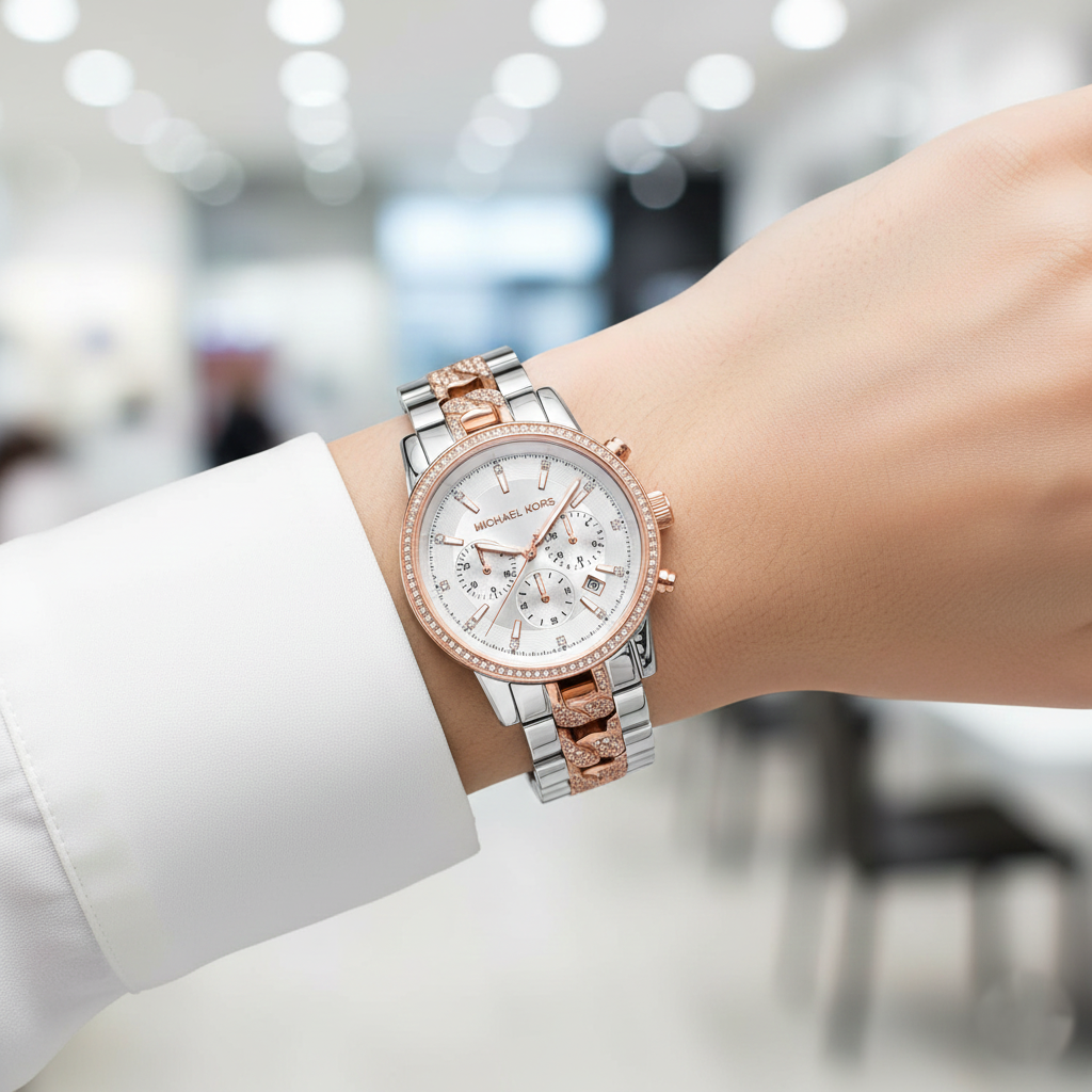 Michael Kors Ritz MK6938 Two-Tone Pavé Chronograph Watch