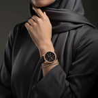 Michael Kors Camille MK6968 Rose Gold-Tone Watch with Black MK Logo Strap