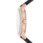 Michael Kors Camille MK6968 Rose Gold-Tone Watch with Black MK Logo Strap