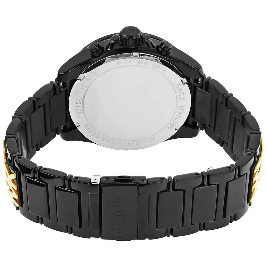 Michael Kors Wren MK6978 Black & Gold Chronograph Logo Watch