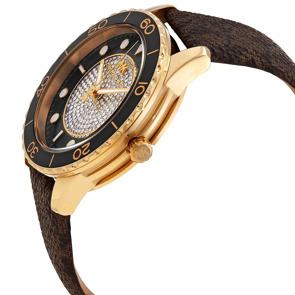 Michael Kors Runway MK6979 Gold Glitz Dial Signature Strap Watch