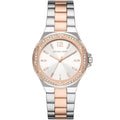 Michael Kors Lennox MK6989 Two-Tone Watch with Crystal Bezel and Silver Dial