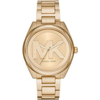 Michael Kors Runway MK7088 Gold-Tone Watch with Oversized MK Logo Dial