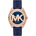 Michael Kors Janelle MK7140 Rose Gold Watch with Navy Blue Silicone Strap