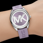 Michael Kors Janelle MK7143 Silver Watch with Purple Silicone Strap