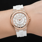 Michael Kors Camille MK7248 Rose Gold Glitz & White Silicone Watch