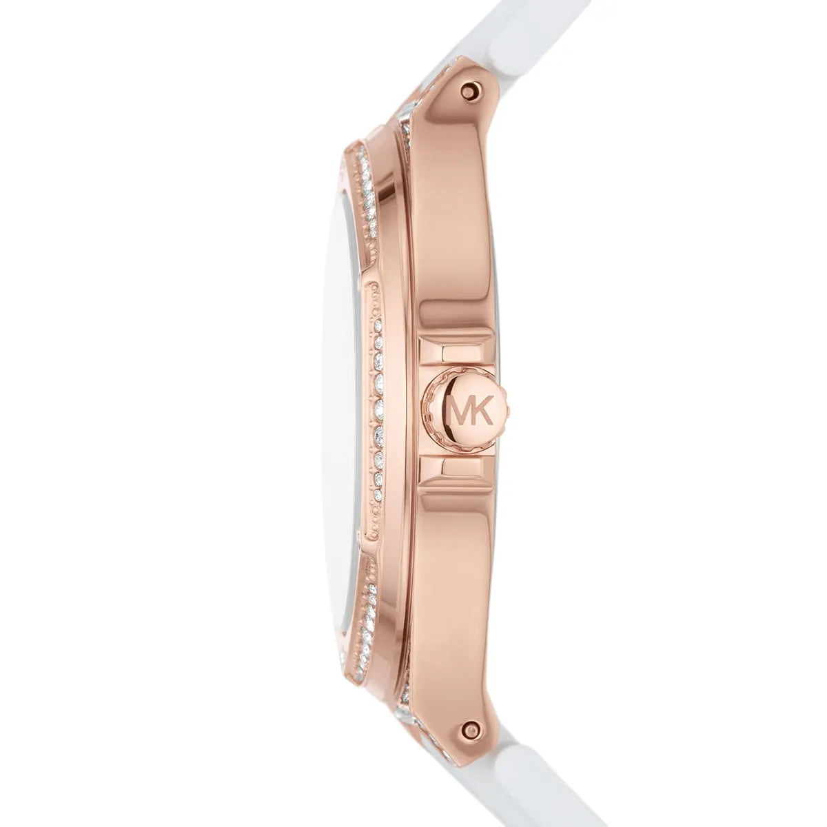 Michael Kors Camille MK7248 Rose Gold Glitz & White Silicone Watch