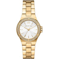Michael Kors Lennox MK7278 Gold-Tone Watch with Crystal Bezel and Silver Dial