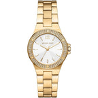 Michael Kors Lennox MK7278 Gold-Tone Watch with Crystal Bezel and Silver Dial