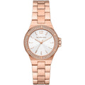 Michael Kors Lennox MK7279 Rose Gold Watch with Crystal Bezel and Silver Dial