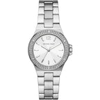 Michael Kors Lennox MK7280 Silver Watch with Crystal Bezel and Silver Dial