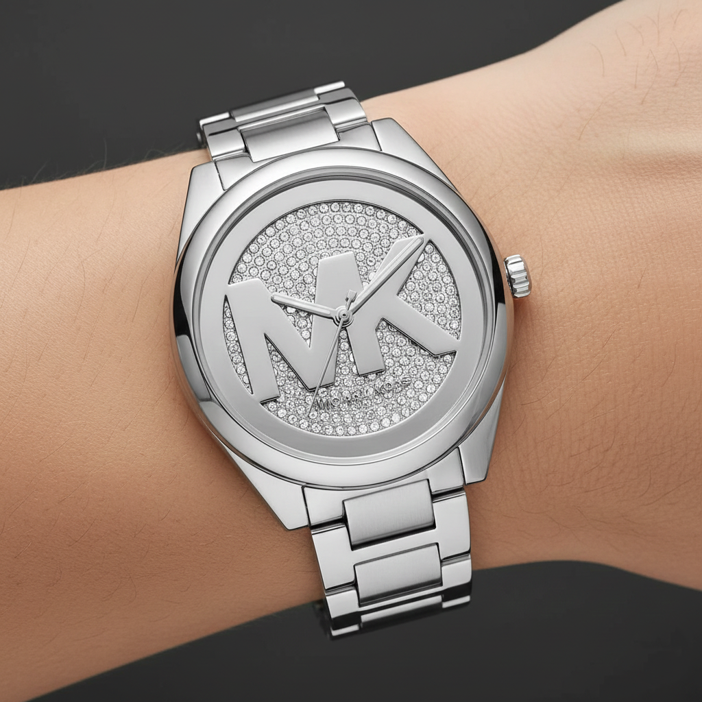Michael Kors Janelle MK7311 Silver Glitz Logo Watch
