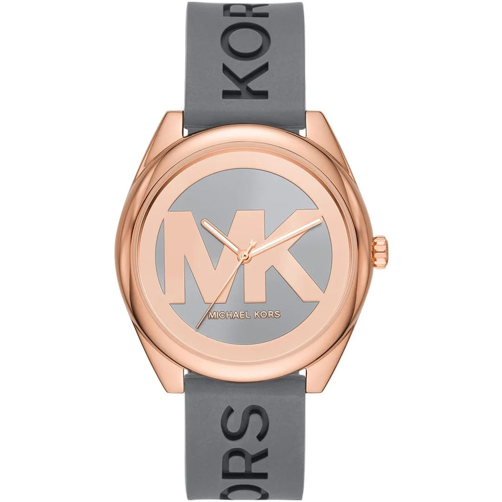 Michael Kors Janelle MK7314 Rose Gold Watch with Grey Silicone Strap