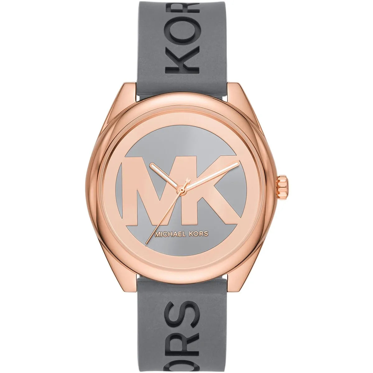 Michael Kors Janelle MK7314 Rose Gold Watch with Grey Silicone Strap